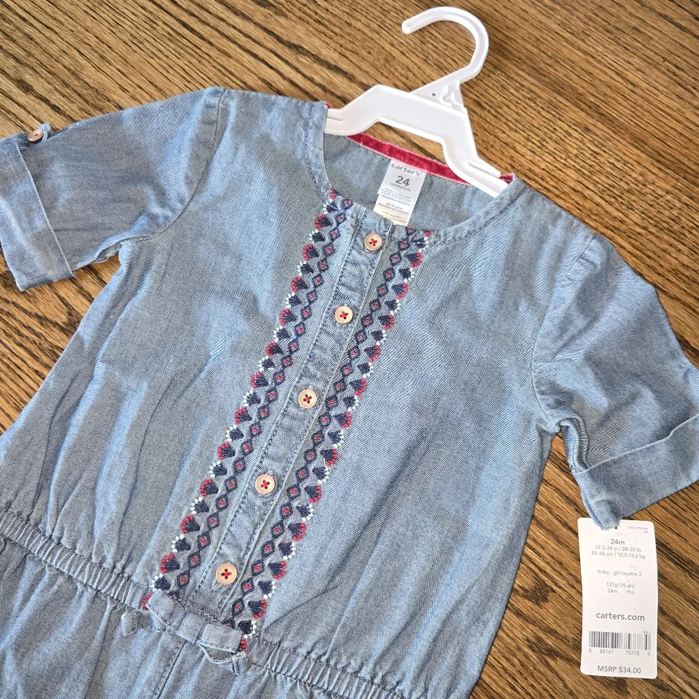 Carter's Denim Pants Romper NWT 24 Months